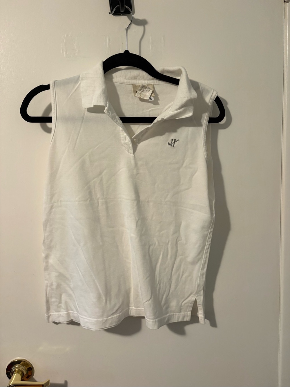 Hagger 100% Sleeveless White Polo Tank Top